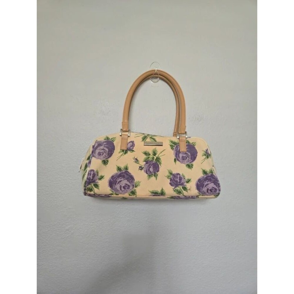 90s Tapestry Fabric Purple Rose Print Floral print handbag